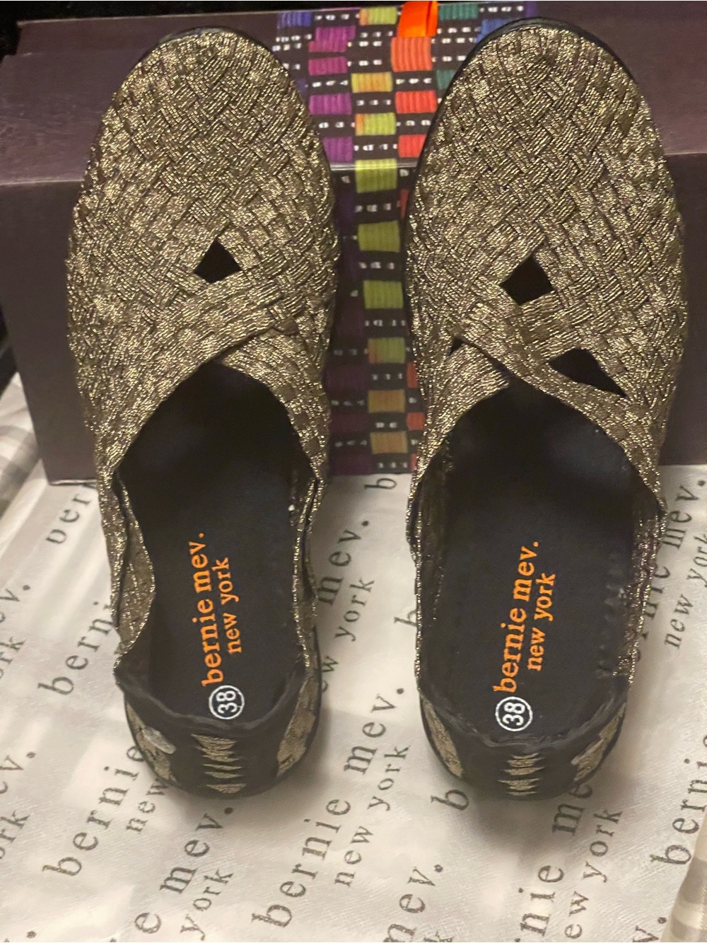 bernie mev. metallic gold woven ballet flats